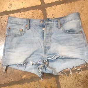 Levi 501 High Waist Light Wash Jean Short